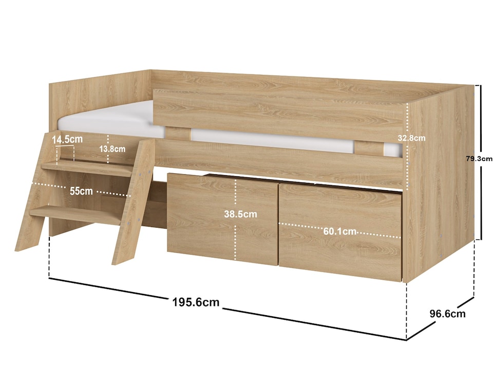 image 1 of Flair Logan Single Storage Low Sleeper Oak Bed