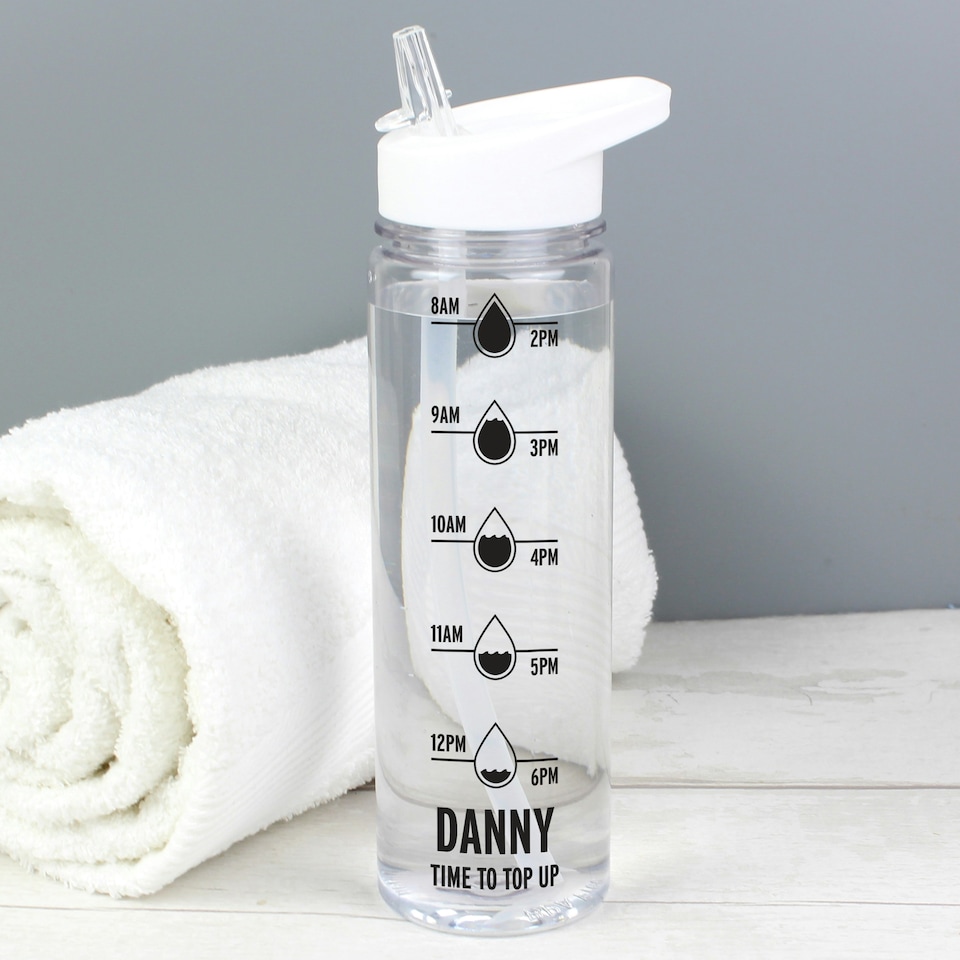 image 1 of Personalised Black 'Hydration Tracker' Water Bottle Clear | One Size