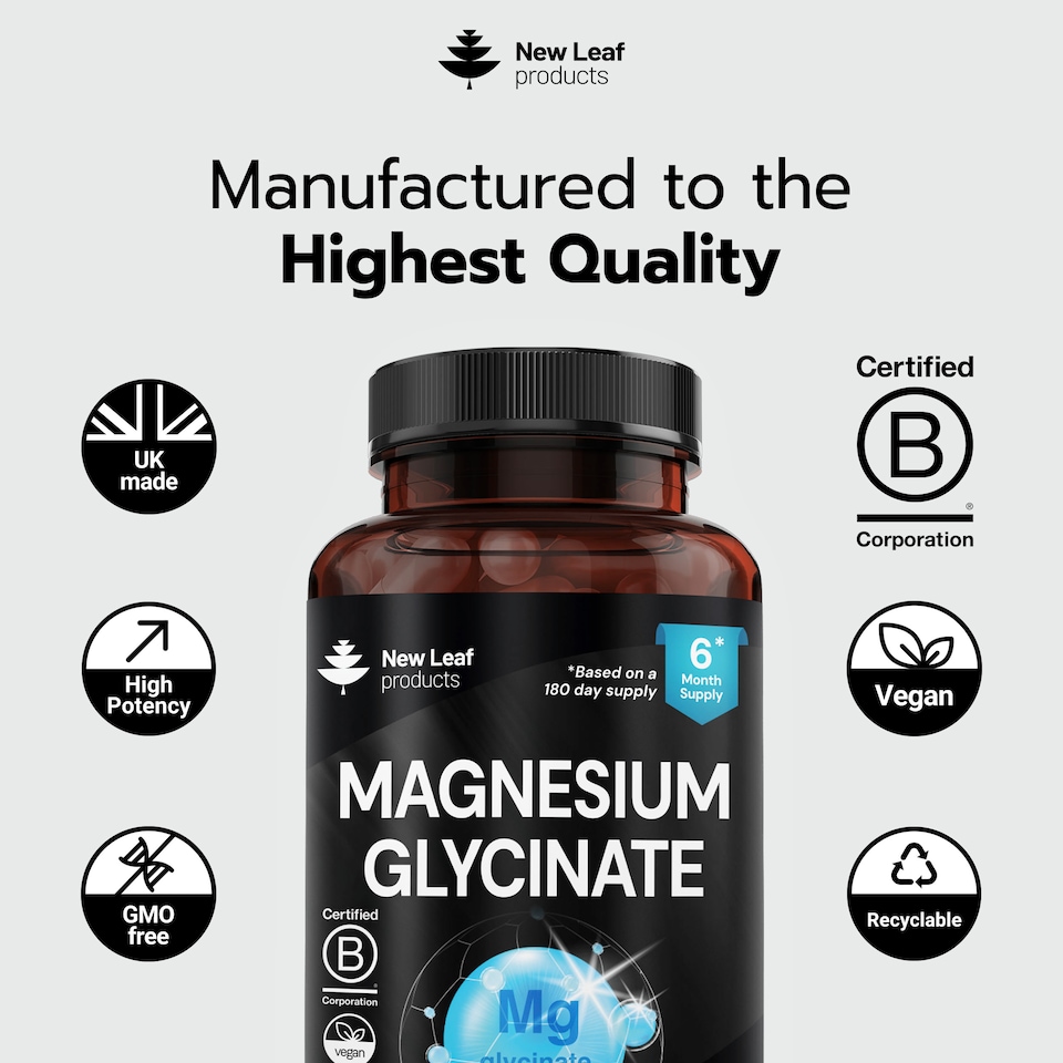 image 1 of New Leaf Magnesium Glycinate High Strength Capsules 1040mg - 360 Vegan Capsules