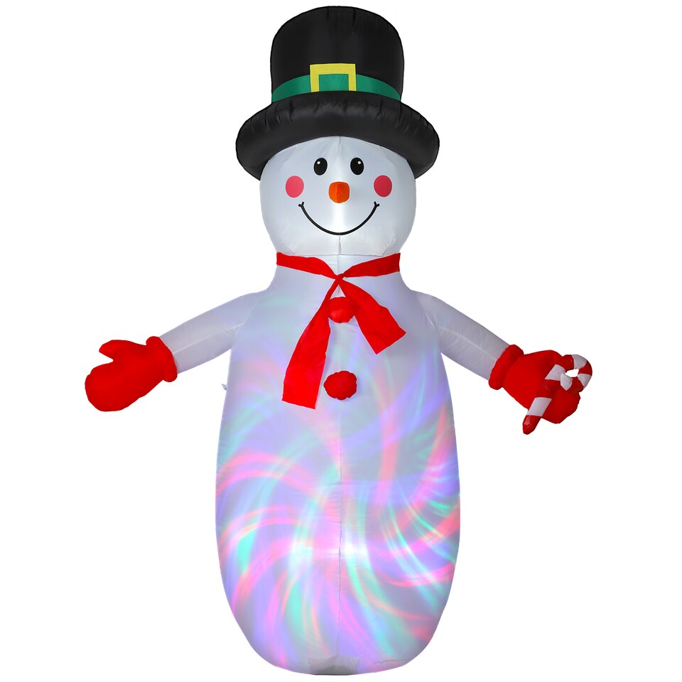 image 1 of Outsunny 8FT Christmas Inflatable Outdoor Decoration with Dynamic Disco & LED Lights, Self-Inflating Christmas Blow Up Snowman for Garden, Indoor Outdoor Home Decor