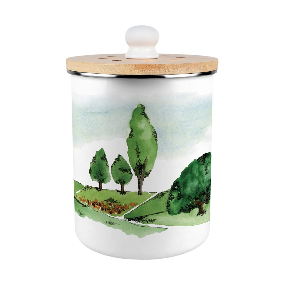 British Landscapes Food Waste Caddy - Metal 2L Decorative Kitchen Compost Bin