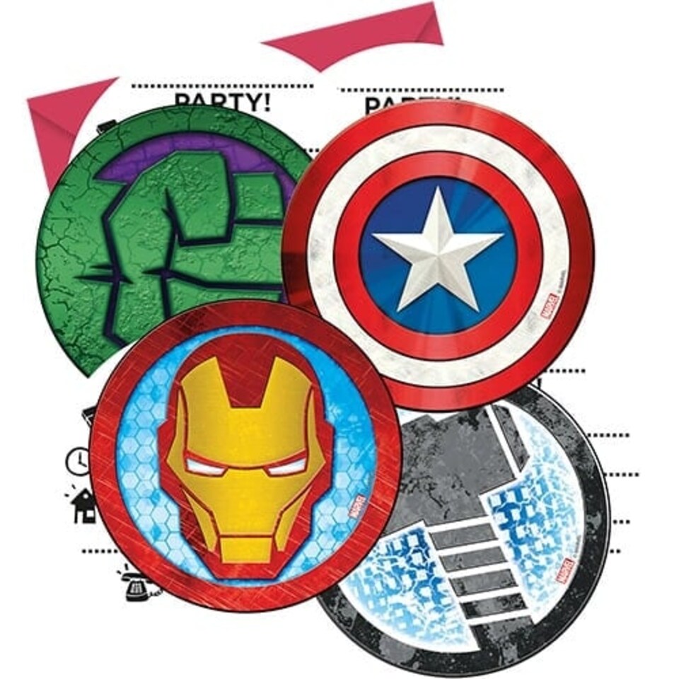 Marvel Avengers Invitations with Envelopes - Pack of 6