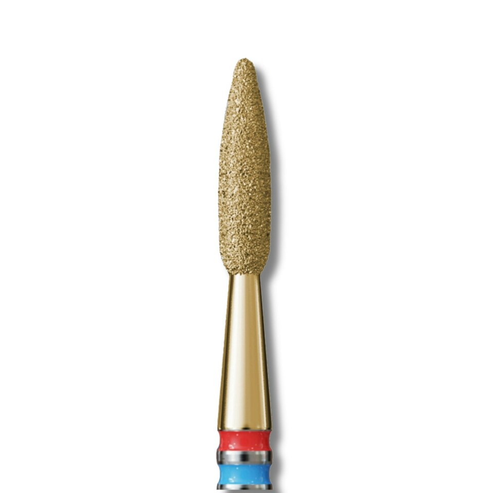 image 1 of IQ Nails DuoFrez Diamond Nail Drill Bit Long Flame Shape Fine Standard 2.1mm ZRN Coating 243R.FM.021_ZRN