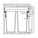 image 2 of FittingsCo, Manta X Under Counter Pull Out Waste Bin 68 L (2 x 34 L) for 500mm Cabinet, Side Mounted Soft Close