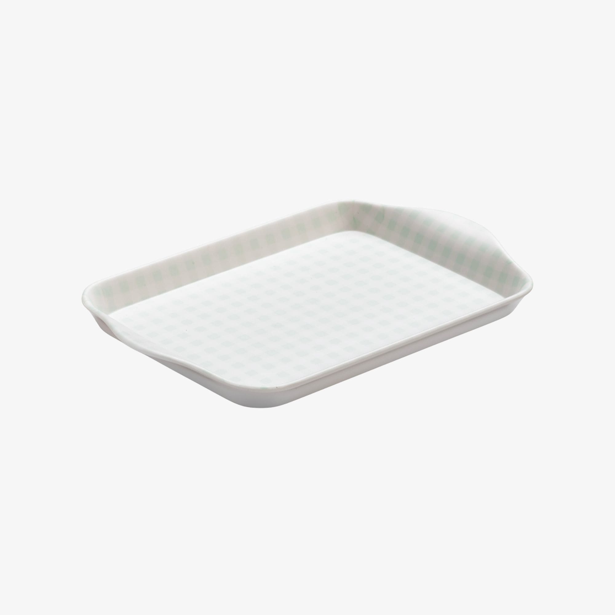 Zeal Melamine Mini Tray, Gingham Pattern, 18 x 14 cm, Sage Green