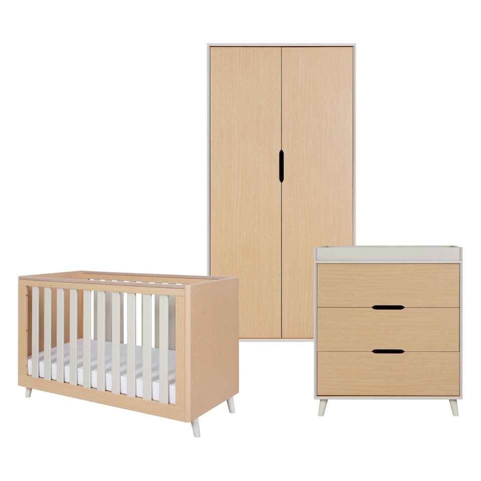 image 1 of Tutti Bambini Fika Mini 3pc Room Set - Light Oak/White Sand