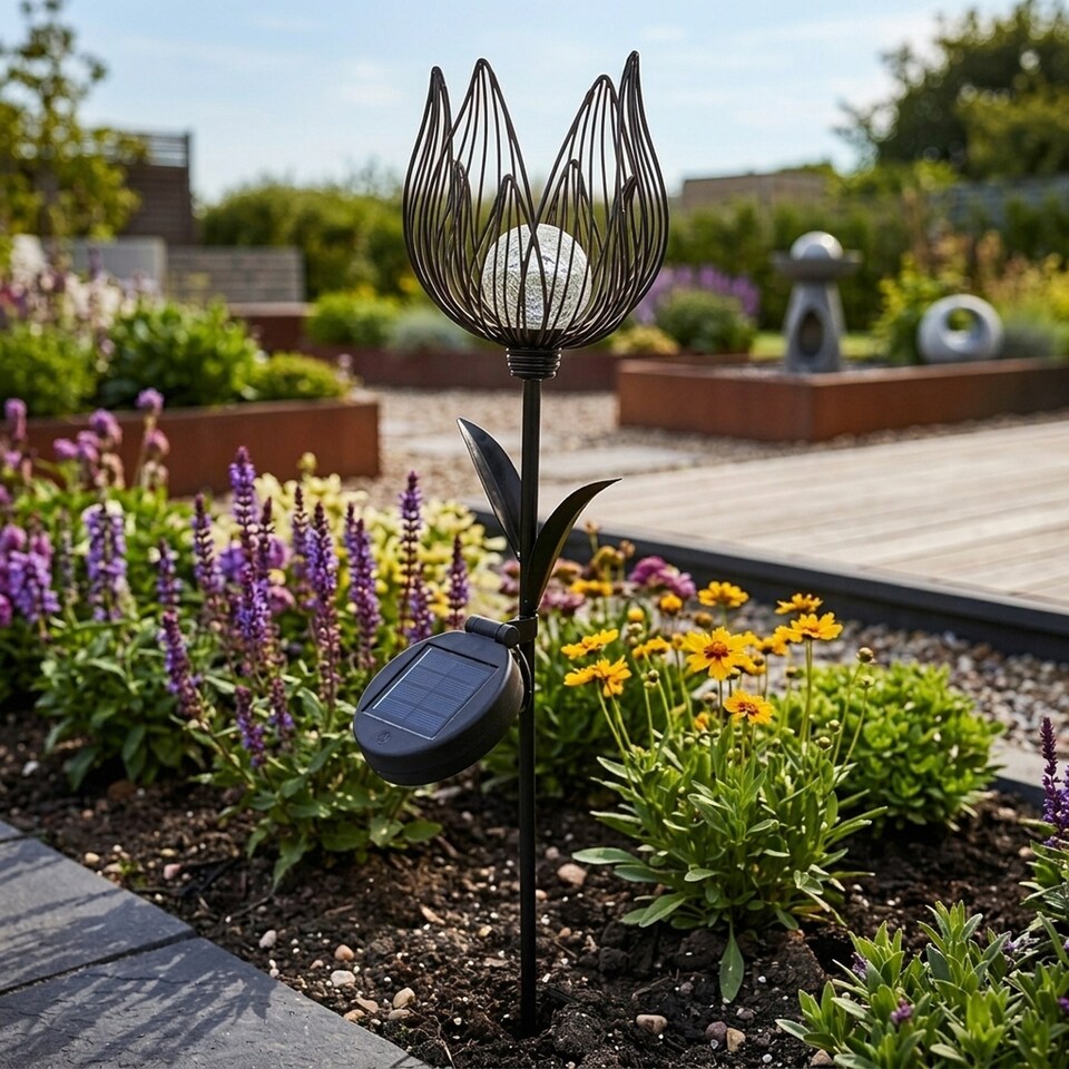 Lunaria Urban Solar Flower Garden Stake Light - Tesco Groceries