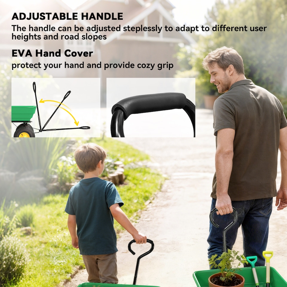 image 1 of Outsunny 75L Garden Cart Trolley Dump Wheelbarrow Trailer Truck 4 Wheels