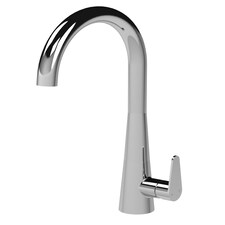 Balterley Situla Kitchen Mono Mixer Tap with Single Lever Handle, Curved Swivel Spout | Silver | Chrome | 1