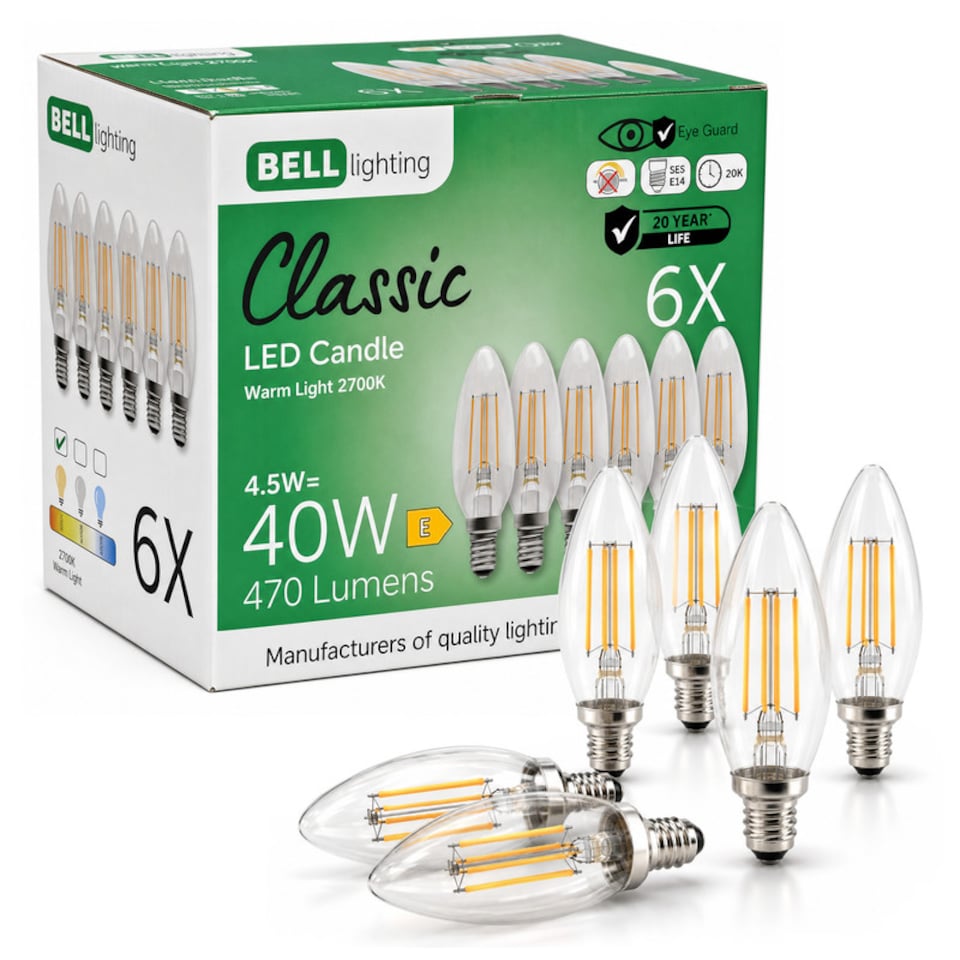 image 1 of BELL Lighting E14 SES LED Filament Candle 4.5W Light Bulb Warm White 2700K