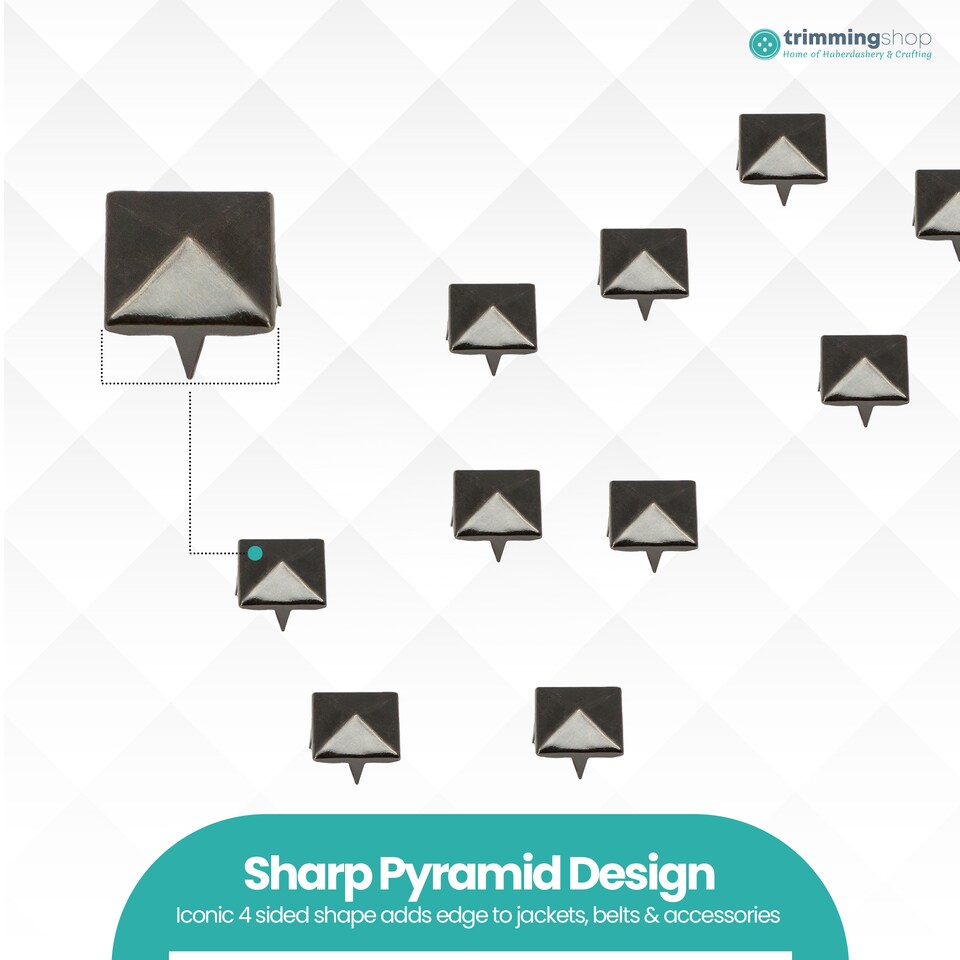 image 1 of 8mm Pyramid Shaped Nail Head Studs Square Metal Leather Rivets - 50pcs