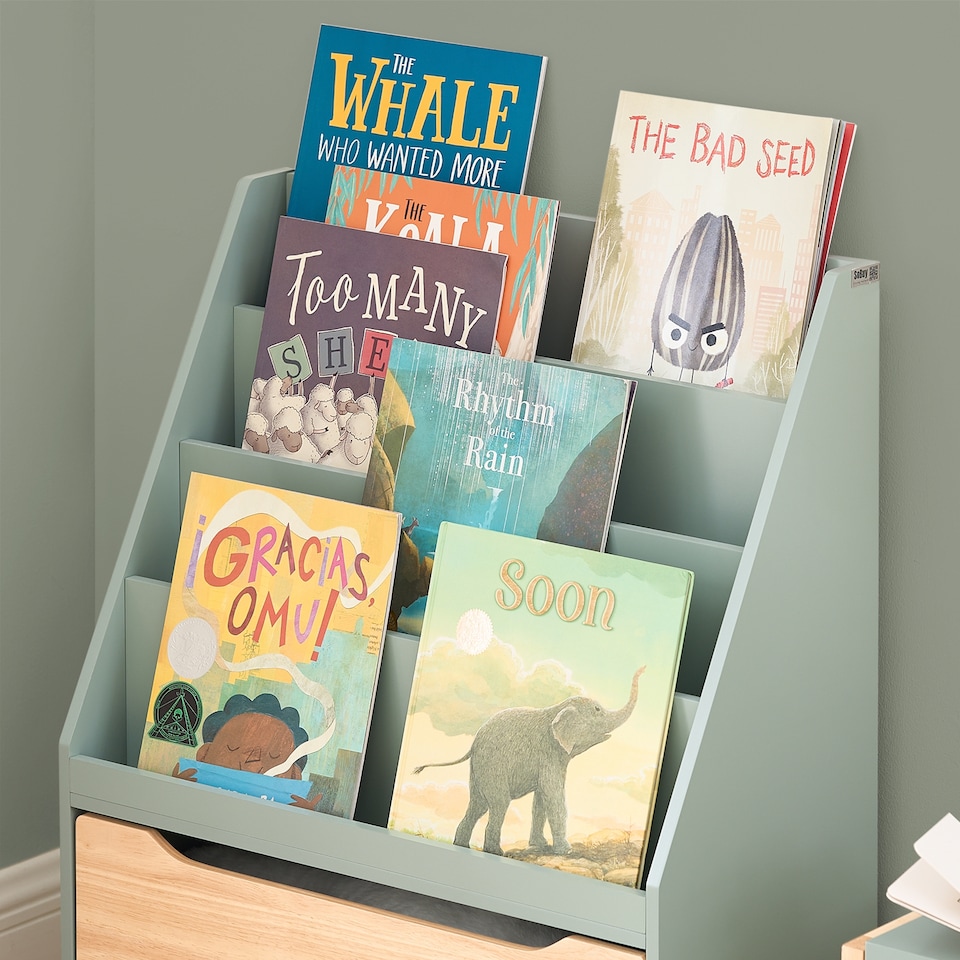 image 1 of SoBuy Children's Bookcase with Storage Chest, Light Green & Natural, 24.4 x 11.8 x 31.5 in, 16.9 kg - KMB95-GR