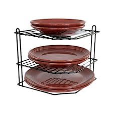 Buckingham 3 Tier Kitchen Plate Organising Rack 23 cm , Black
