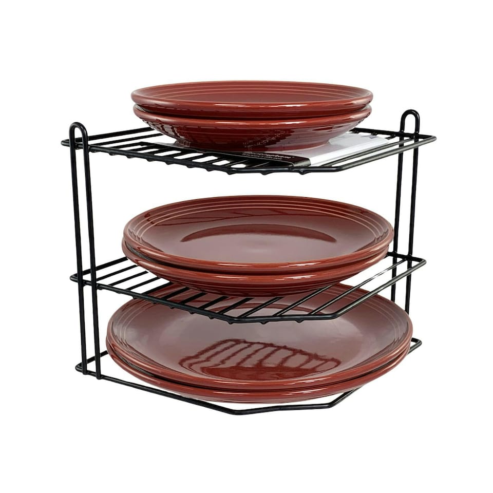 image 1 of Buckingham 3 Tier Kitchen Plate Organising Rack 23 cm , Black