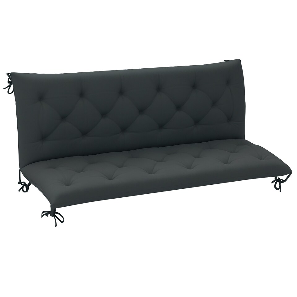image 1 of Outsunny 3 Seater Garden Bench Cushion Outdoor Seat Pad with Ties Grey | Dark Grey | 3 Seater