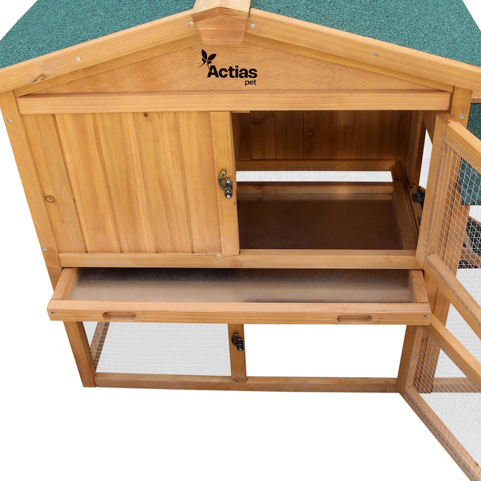 image 1 of Actiaspet - Portable Extra Large Wooden Triangle Rabbit Hutch (Fir & Plywood) | 180 cm x 46 cm x 52 cm (XL Hutch)