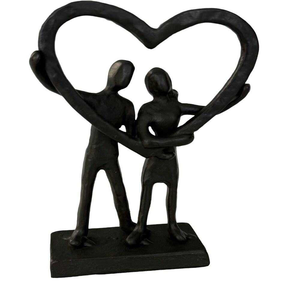image 1 of Our Shared Heart - Cast Iron Couple Sculpture  A Beautiful Emblem of United Love & Devotion Profound Connection Shared Journey Loving Couple Gift Present