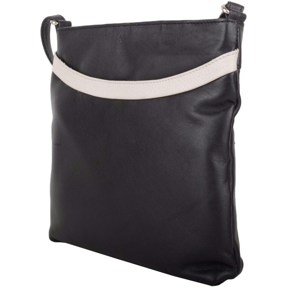 image 1 of Smart Genuine Leather Cross Body / Shoulder Bag Multi Black | Black/White