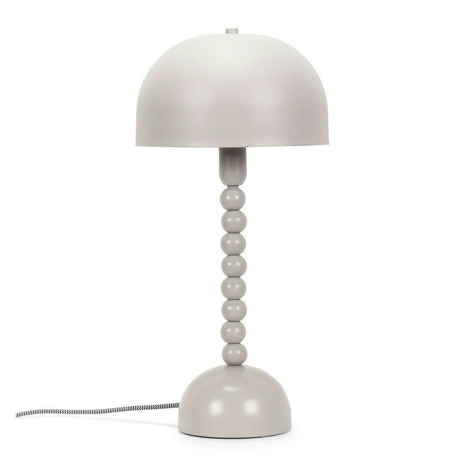 image 1 of ValueLights Clement Grey Pebble Abstract Bedside Table Lamp with a Dome Lampshade - Bulb Included