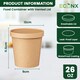image 4 of ECONX 26oz Kraft Disposable Paper Soup Cups Food Containers with Lids Takeaway Tubs 50pc
