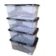 image 2 of 4 x 42L Clear Storage Box with Black Lid, Stackable and Nestable Design Storage Solution
