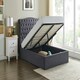 image 1 of 5ft King Size Ottoman gas liftup storage bed frame,fabric upholstered, dark grey,buttoned back,curved bed frame,bedstead