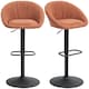 image 2 of HOMCOM Bar Stools Set of 2, Upholstered Swivel Barstools, Height Adjustable Breakfast Bar Chairs with Backrest and Footrest for Kitchen Island Counter, Dining Room, Orange | Orange