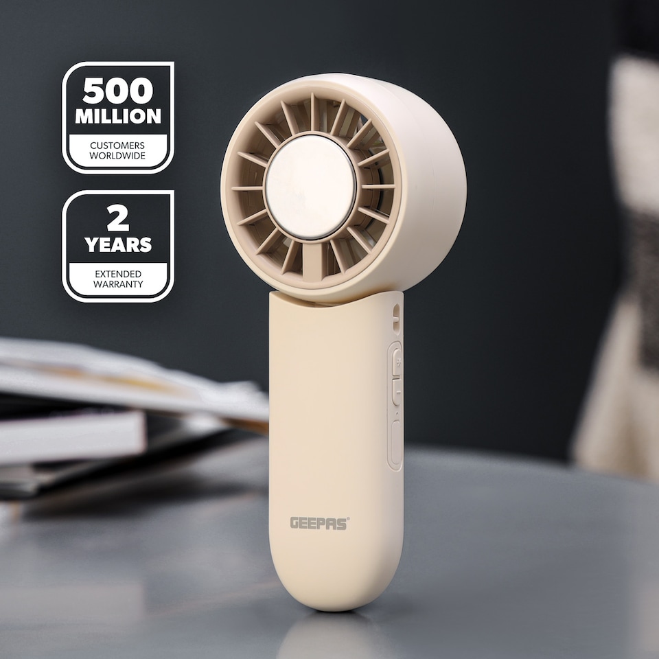 image 1 of GEEPAS Handheld Portable Mini Fans Pack of 2(Pink & Cream)