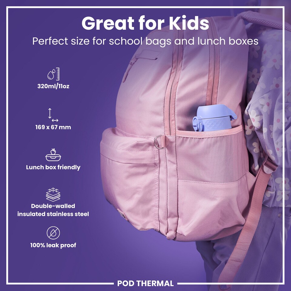image 1 of Leak Proof Water Bottle, Vacuum Insulated, 320ml (11oz) | Purple | Periwinkle | One Size