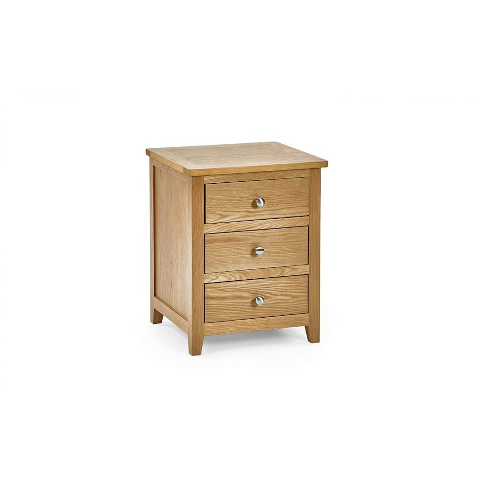 image 1 of Solid Oak 3 Drawer Bedside Table