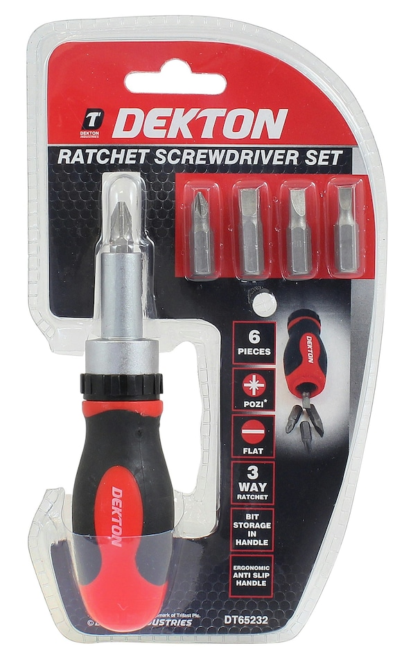 image 1 of Dekton Ratchet Screwdriver And Bit Set