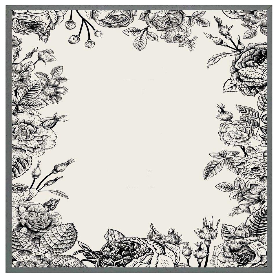 image 1 of Hand drawn roses (Picture Frame) White | S