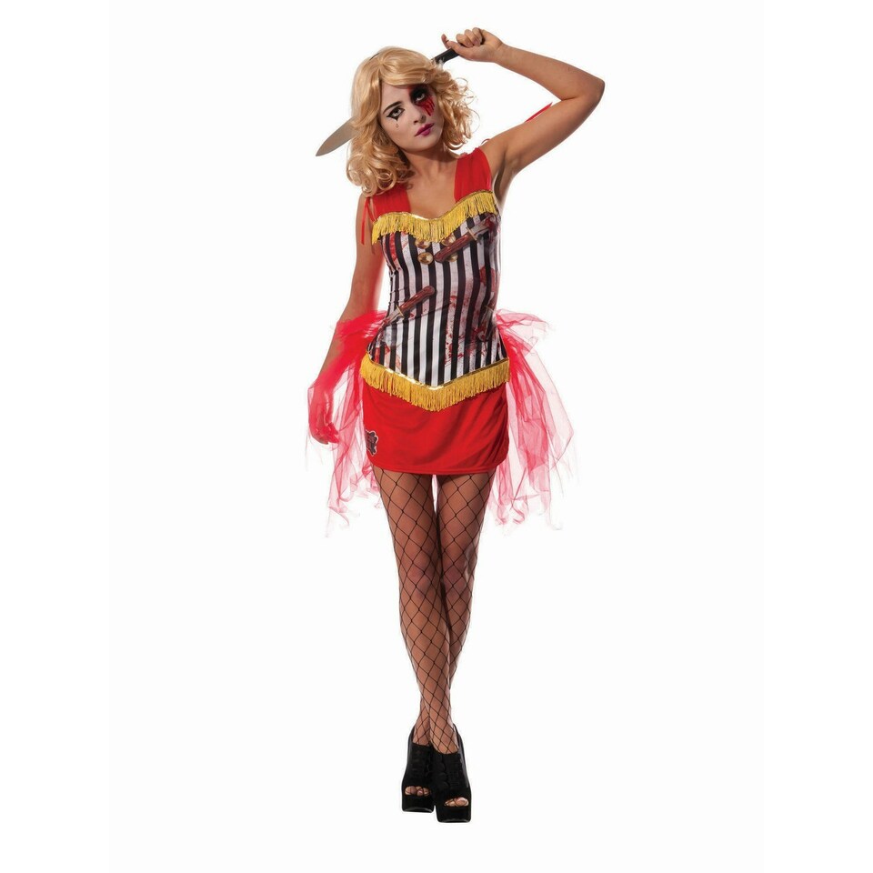 Bristol Novelty Womens/Ladies Knife Throwers Assistant Costume Set - Red/Yellow - S S