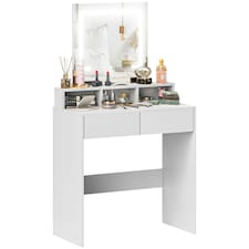 HOMCOM Dressing Table with Mirror, LED Lights, Drawers, for Bedroom