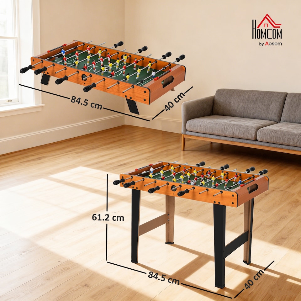image 1 of HOMCOM Wooden Soccer Football Table 84.5cm Arcades Game Room Bar, 2 Foosballs