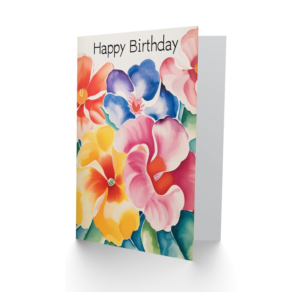 image 1 of Begonia Flowers Bright Floral Watercolour Her Birthday Card