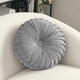image 2 of Living and Home Round Pleated Pumpkin Velvet Cushion, Grey, 35cm