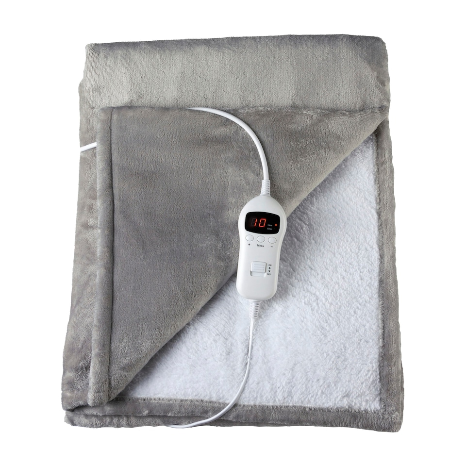 image 1 of Sensio Home Luxury Heated Throw Electric Blanket, Flannel Fleece, 10 Heat Settings & Timer Digital Remote