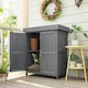 image 2 of Outsunny Wooden Garden Shed Double Door Tool Storage House, 74x43x88cm, Grey