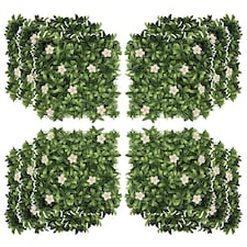 Outsunny 12PCS Artificial Boxwood Panel  Faux Rhododendron Greenery Backdrop