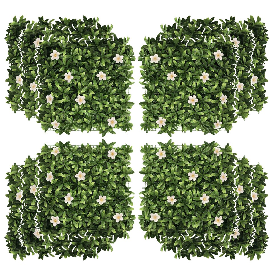image 1 of Outsunny 12PCS Artificial Boxwood Panel  Faux Rhododendron Greenery Backdrop