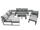 image 1 of Fimous Outdoor Garden Furniture Set Aluminium Lounge 3 Seat Sofa Oblong Coffee Table Sets with Chair 4 Stools 2 Side Tables Dark Grey