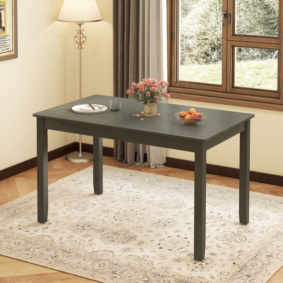 image 1 of COSTWAY Wooden Dining Table for 4 People Kitchen Table-Gray
