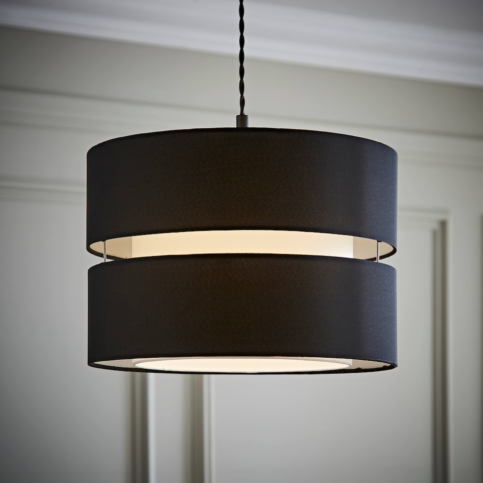 image 1 of ValueLights Sophia Large Black 2 Tier Ceiling Light Shade | Black