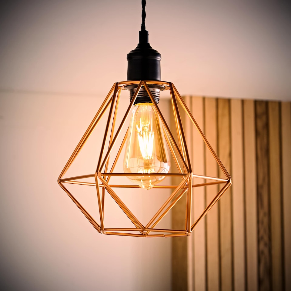 image 1 of ValueLights Diablo Copper Ceiling Pendant Shade & Bulb