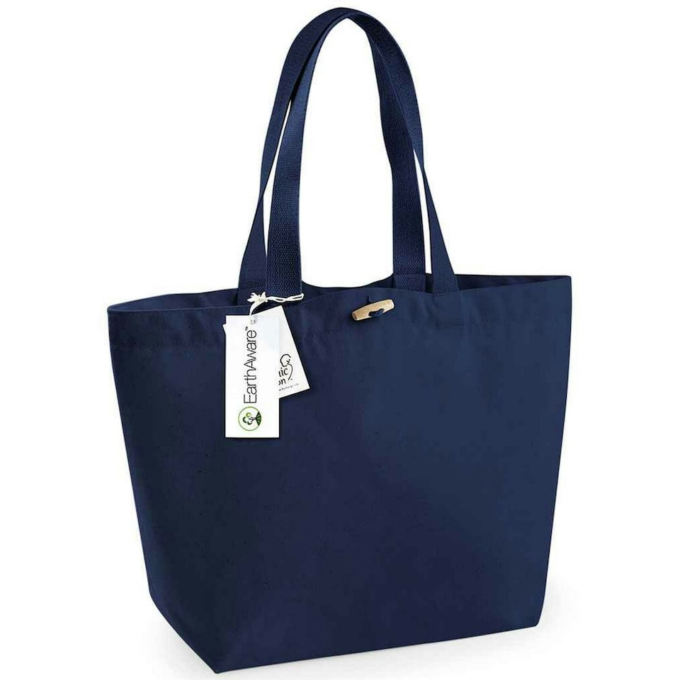 Westford Mill EarthAware Organic Marina Tote - French Navy - 34cm x 34cm x 17cm Blue