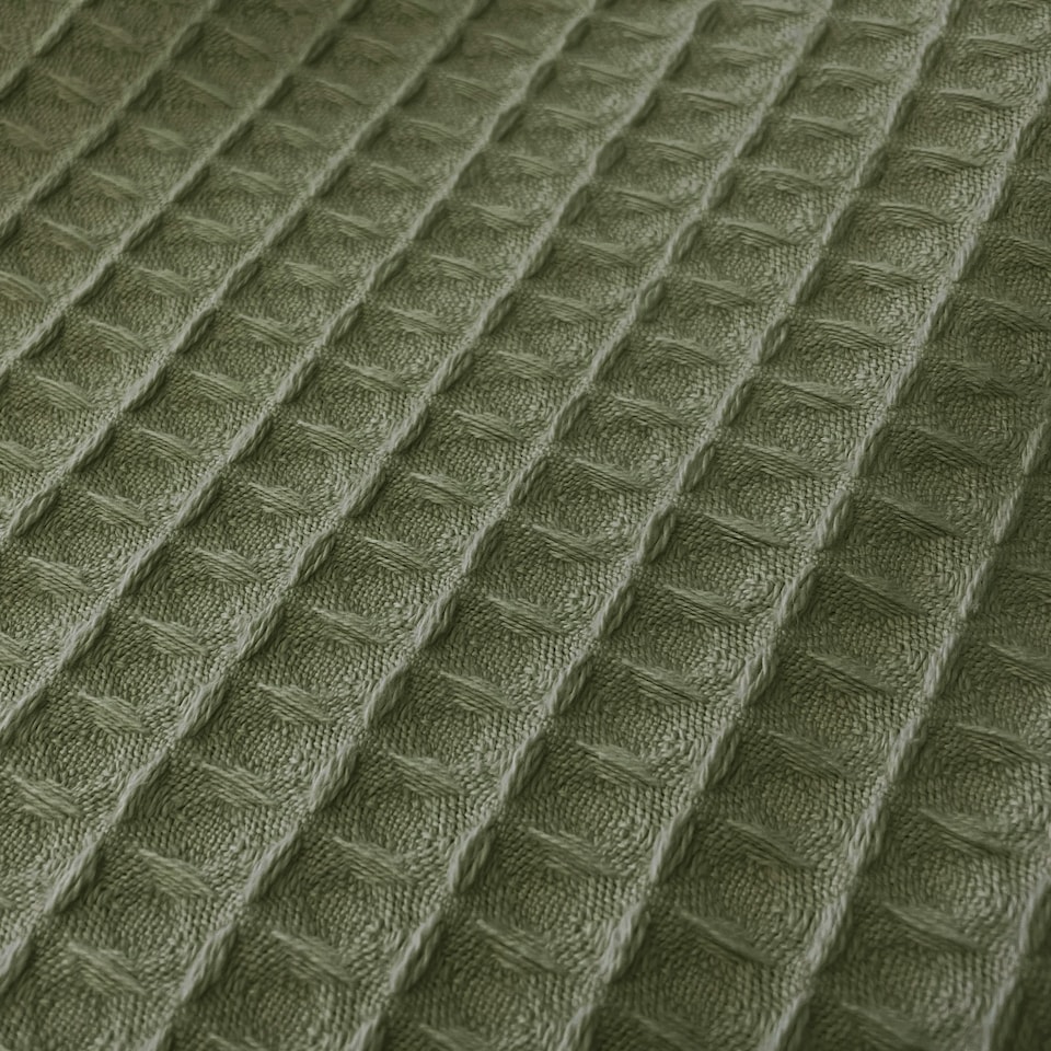 image 1 of Waffle Throw Blanket 175 x 225cm - Khaki
