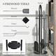 image 3 of Outsunny 5 PCS Fireplace Companion Set, Metal Fireside Companion Set, Silver