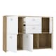 image 5 of Best Chest Storage Cabinet with 2 Drawers and 5 Doors in Artisan Oak/White