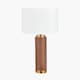 image 3 of Cylinder Wood Effect Ceramic Tall Table Lamp with Shade | Brown | Brown | 1